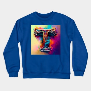 AI Art Multicolored Franciscan Tau Abstract Expressionism Crewneck Sweatshirt